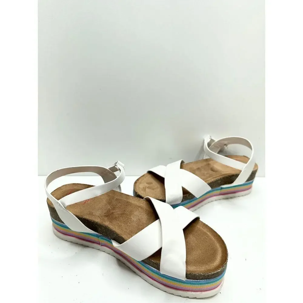 Jellypop Sandals Girls Size 4 White Multicolor Platform‎ Open Toe